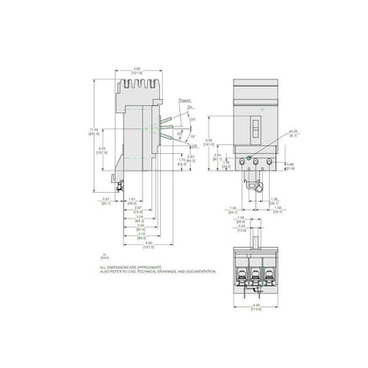 Square D JGA36250 Circuit Breaker | 600V 250A 3P 35kA@480V I-Line Style Plug-In Powerpact