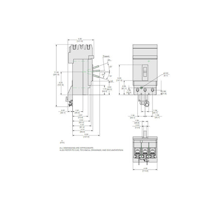 Square D JGA36250U33X Circuit Breaker | 600V 250A 3P 35kA@480V I-Line Style Plug-In Powerpact