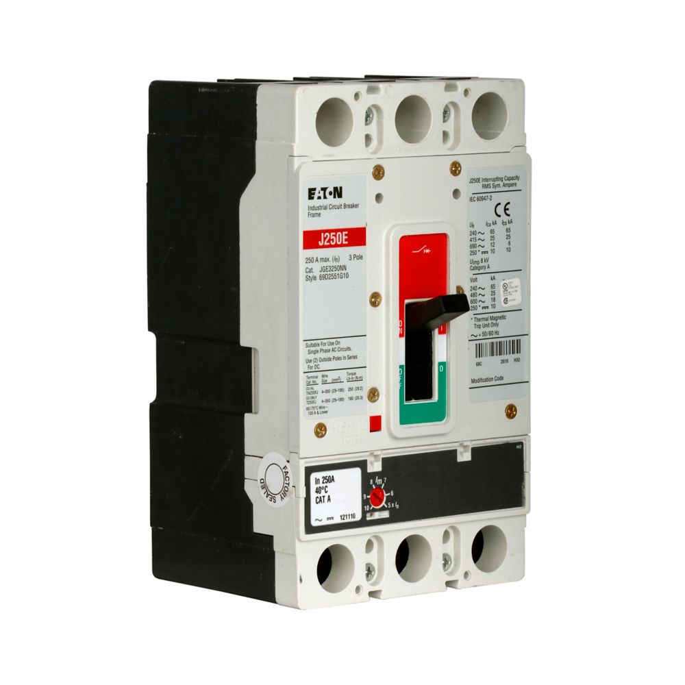 Cutler Hammer JGE325033G Circuit Breaker | 600V 250A 3P 25kA@480V Feed-Thru