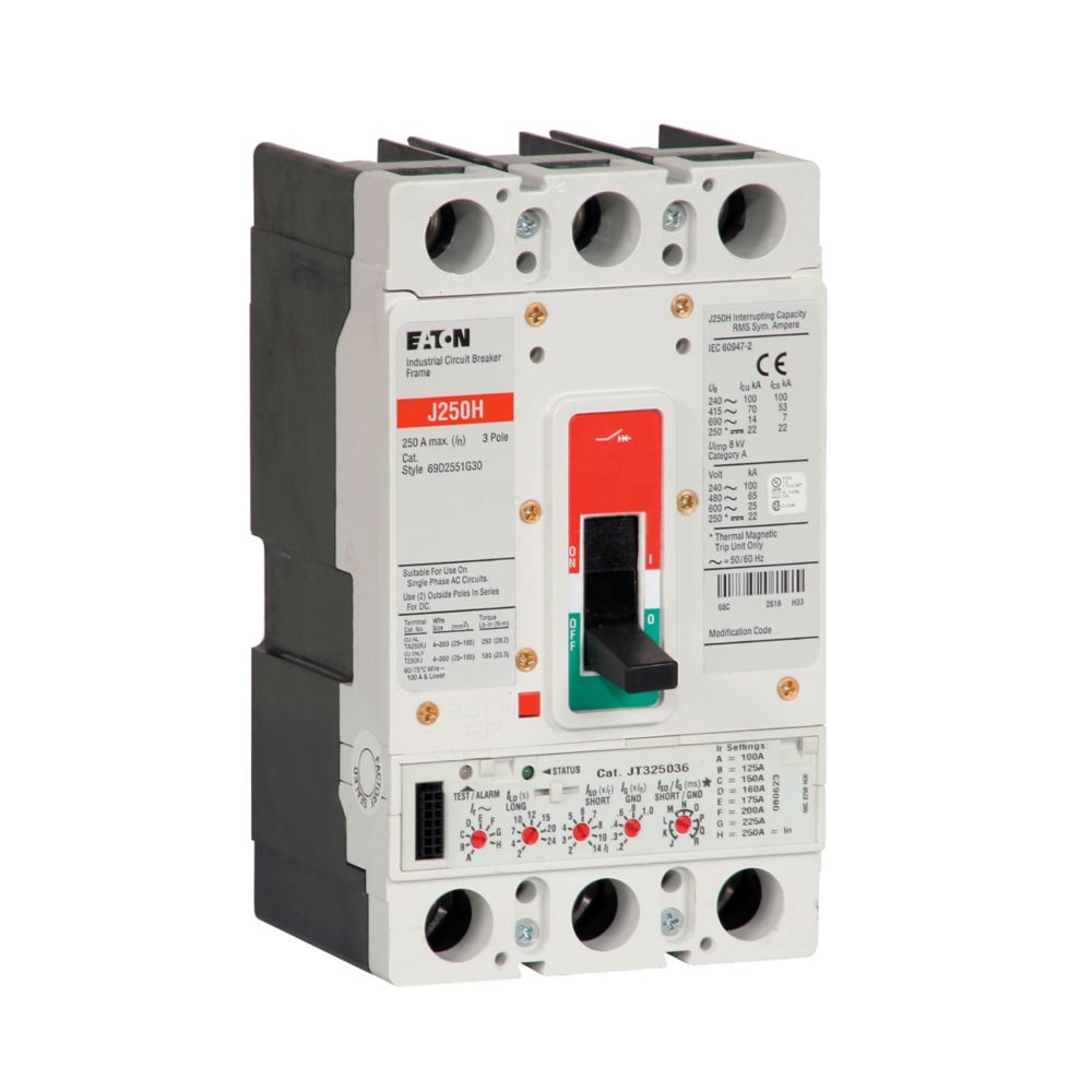 Cutler Hammer JGH325033G Circuit Breaker | 600V 250A 3P 65kA@480V Feed-Thru Series G