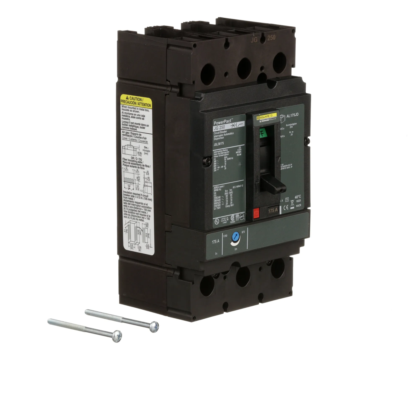 Square D JGL36175 Circuit Breaker | 600V 175A 3P 35kA@480V Feed-Thru Powerpact