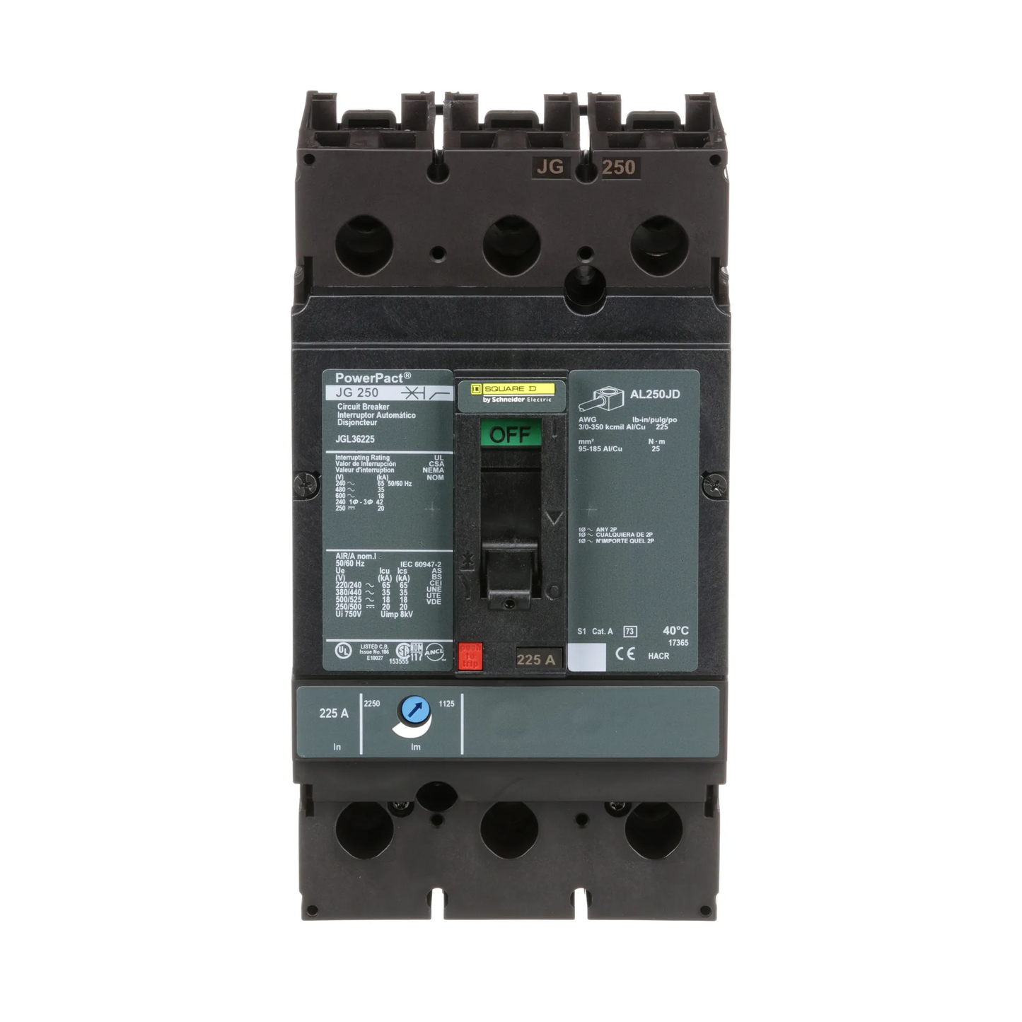 Square D JGL36225 Circuit Breaker | Powerpact JGL 600V 225A