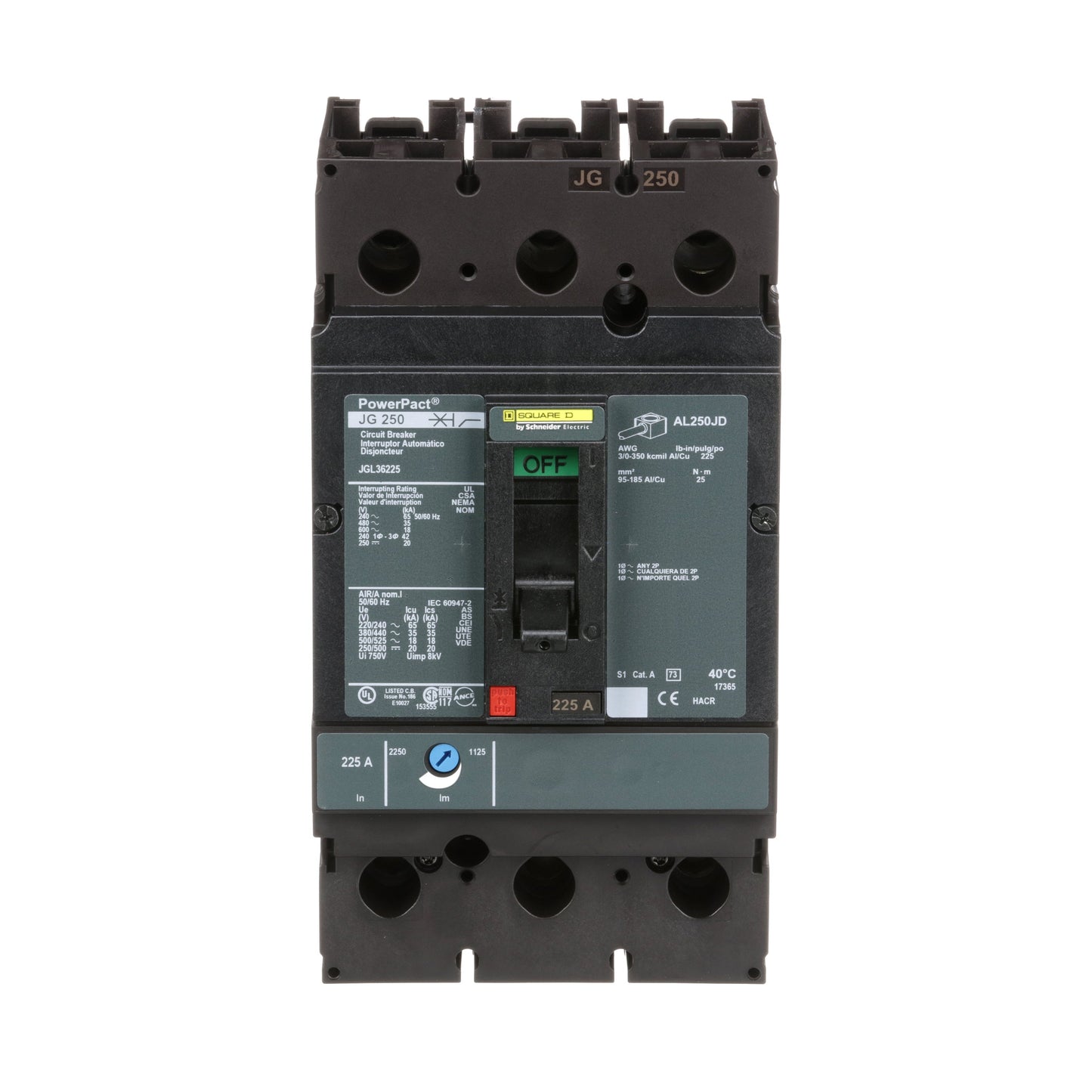 Square D JGL36225 Circuit Breaker | Powerpact JGL 600V 225A