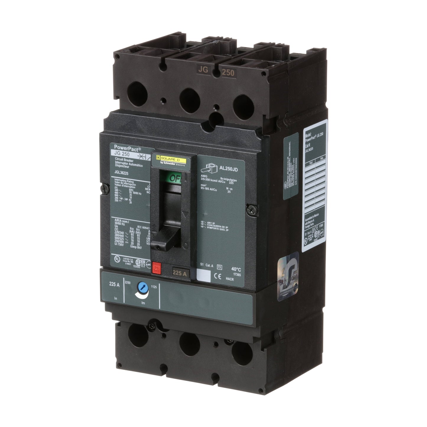 Square D JGL36225 Circuit Breaker | Powerpact JGL 600V 225A