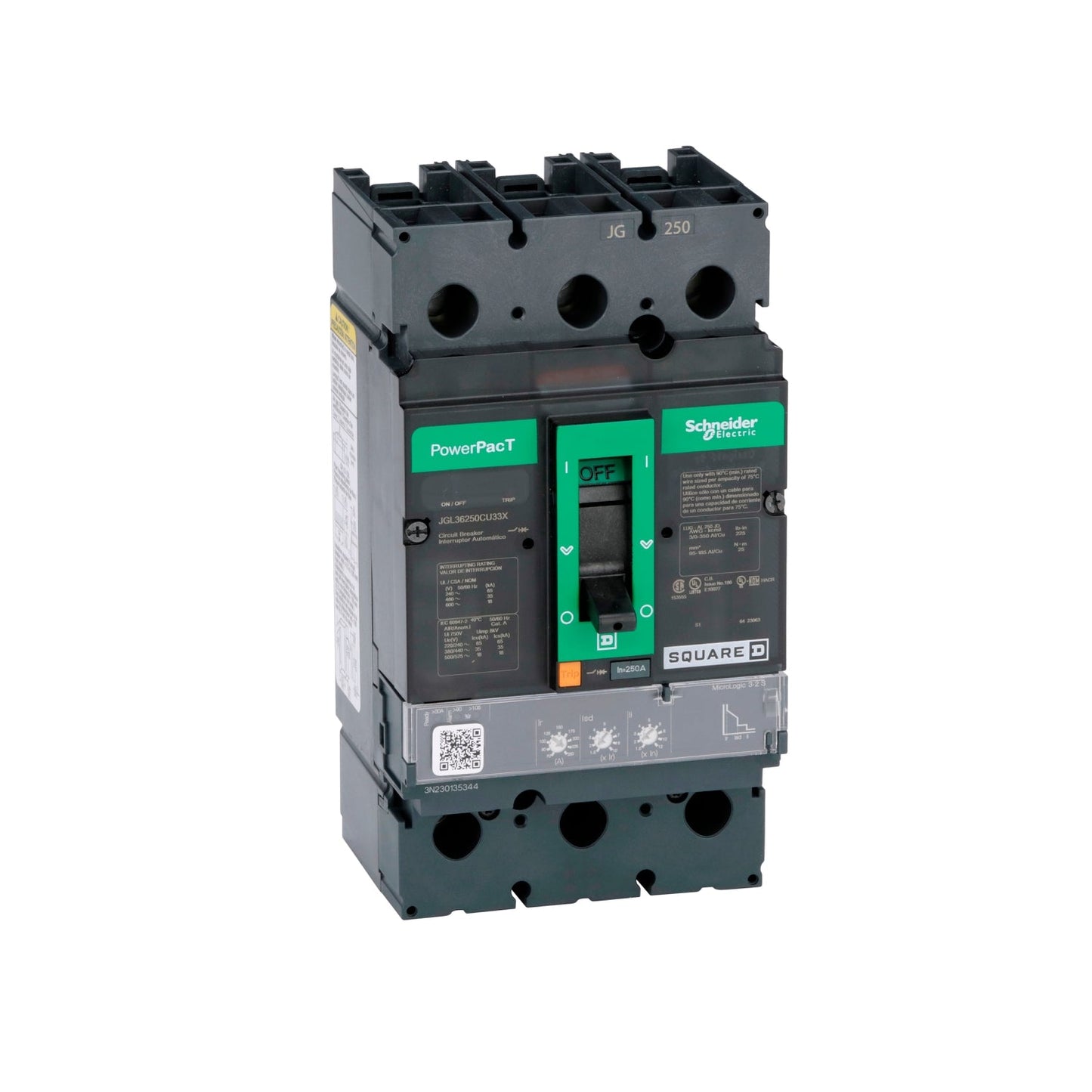 JGL36250CU33XBDLC - Square D Feed-Thru 600V 250A 3 pole circuit breaker 35kA@480V - Essential Electric Supply