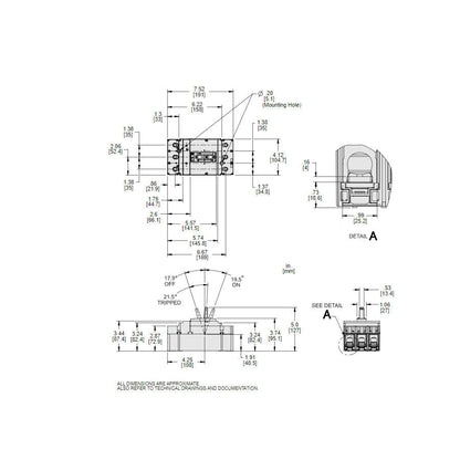 Square D JGL36250U31X Circuit Breaker | 600V 250A 3P 35kA@480V Feed-Thru Powerpact