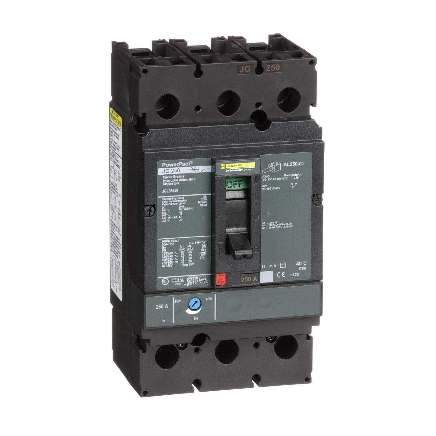 JGL36250AAUO - Square D Feed-Thru 600V 250A 3 pole circuit breaker 35kA@480V - Essential Electric Supply