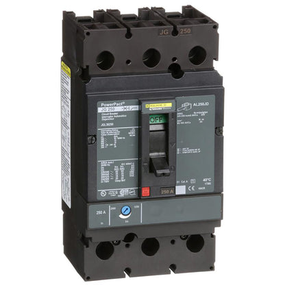 Square D JGL36250 Circuit Breaker | 600V 250A 3P 35kA@480V Feed-Thru Powerpact JGL