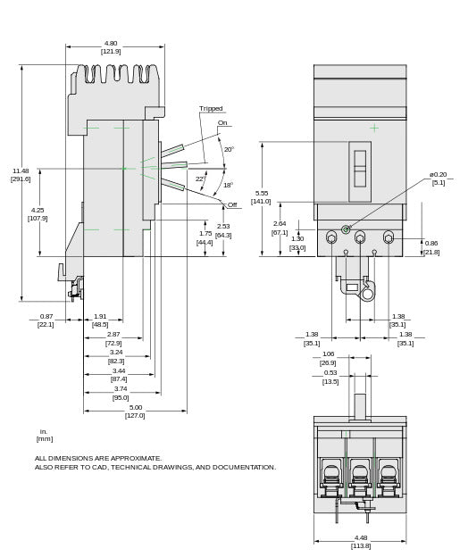 Square D JJA36200 Circuit Breaker | 600V 200A 3P 65kA@480V I-Line Style Plug-In Powerpact