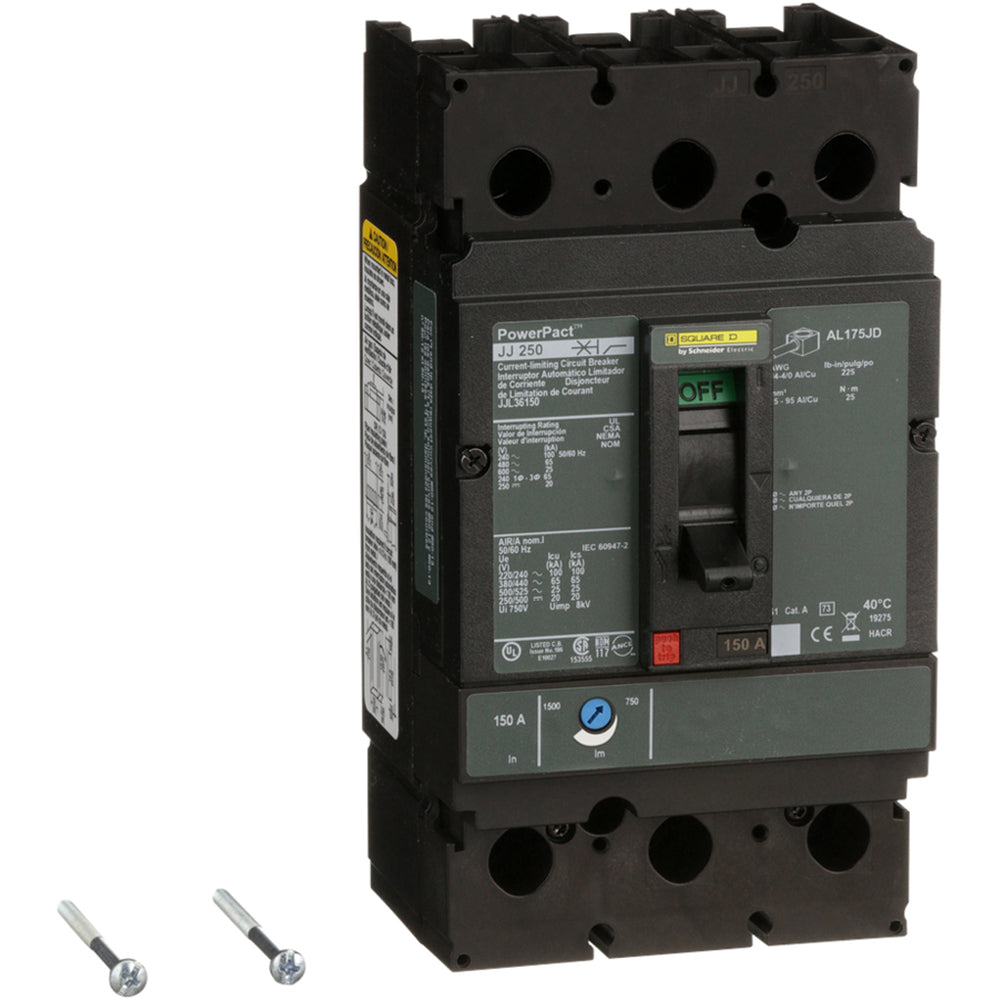 Square D JJL36150 Circuit Breaker | 600V 150A 3P 65kA@480V Feed-Thru Powerpact