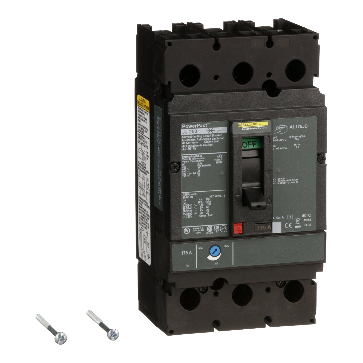 JJL36175SA - Square D Feed-Thru 600V 175A 3 pole circuit breaker 65kA@480V - Essential Electric Supply