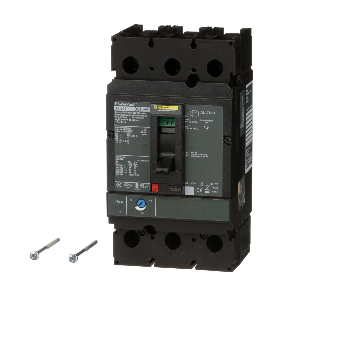 Square D JJL36175 Circuit Breaker | 600V 175A 3P 65kA@480V Feed-Thru Powerpact