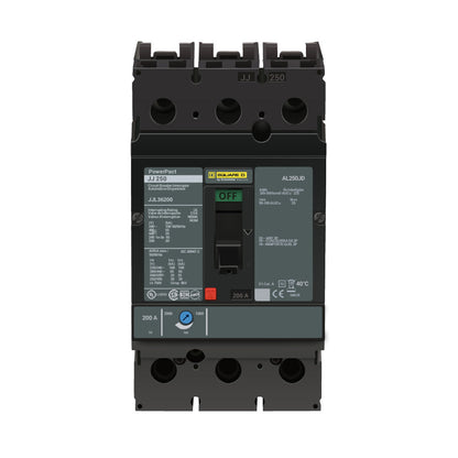 Square D JJL36200 Circuit Breaker | 600V 200A 3P 65kA@480V Feed-Thru Powerpact