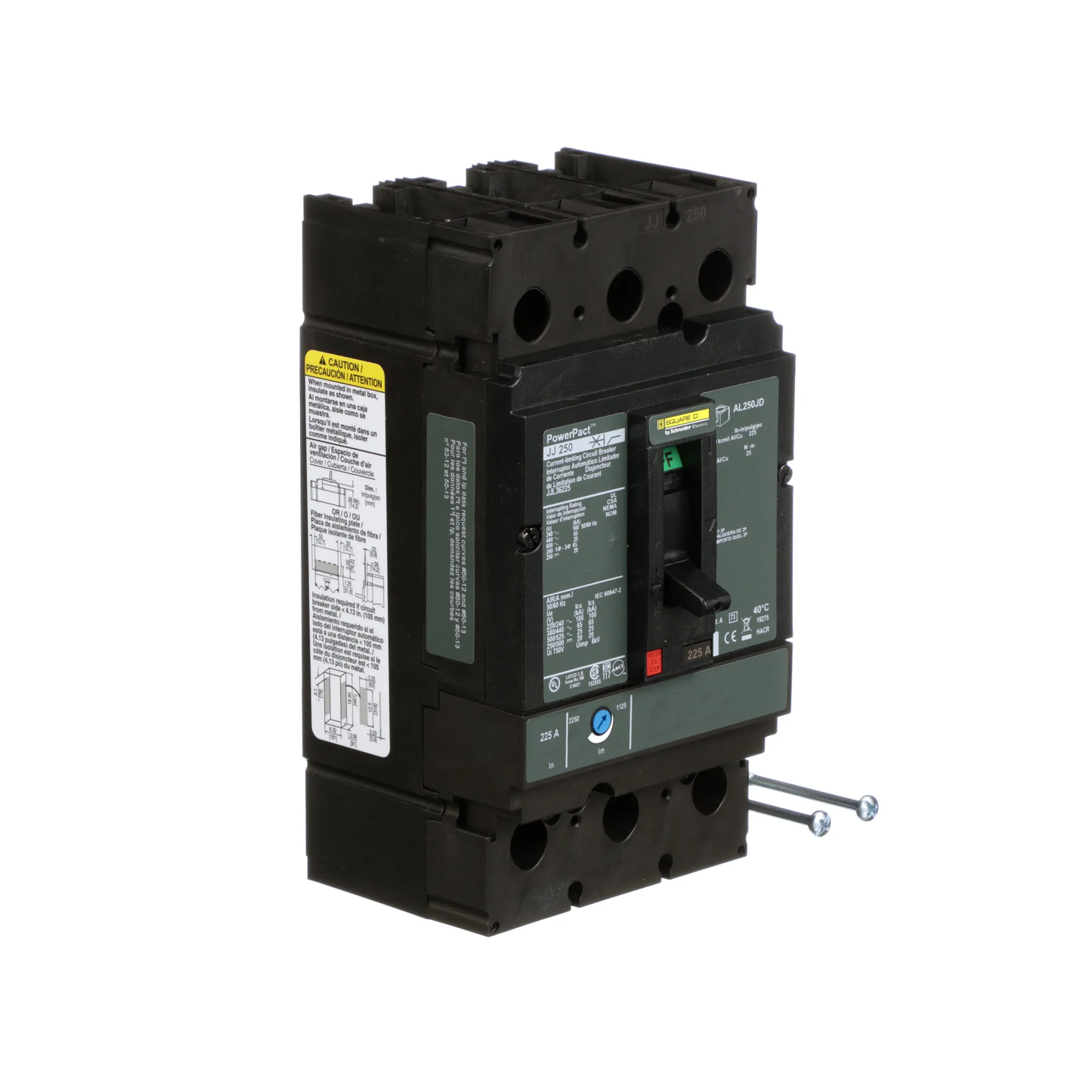 Square D JJL36225 Circuit Breaker | 600V 225A 3P 65kA@480V Feed-Thru Powerpact