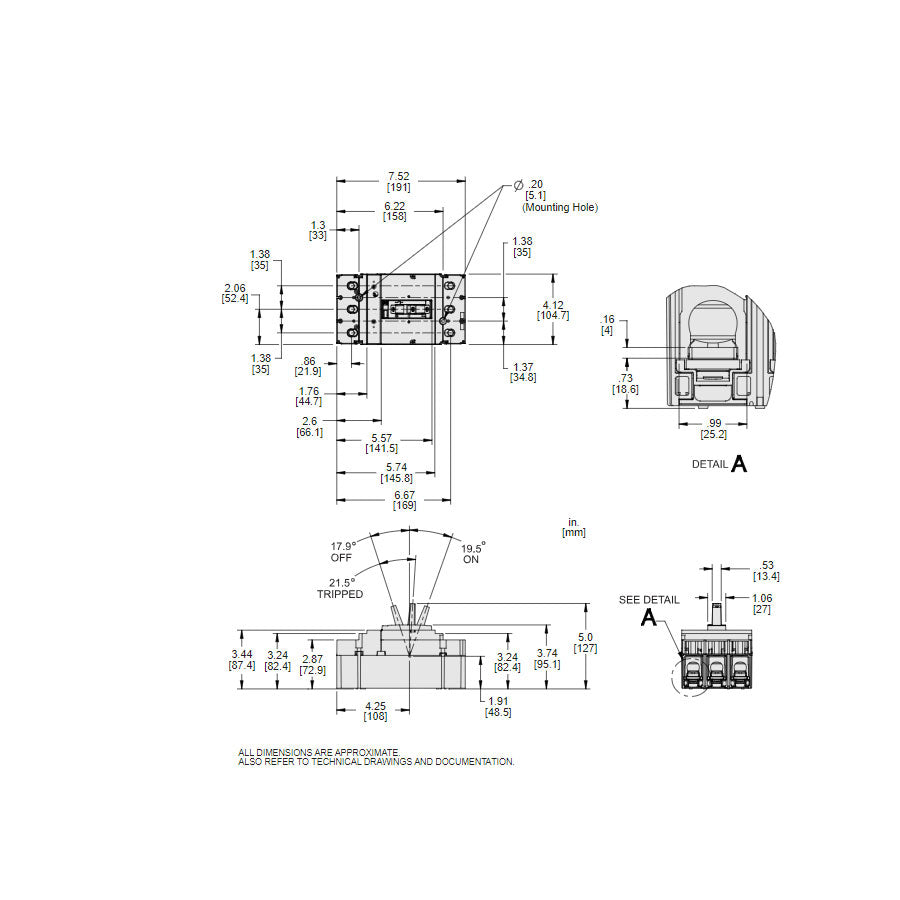 Square D JJL36225 Circuit Breaker | 600V 225A 3P 65kA@480V Feed-Thru Powerpact