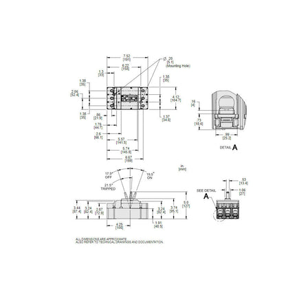 Square D JJL36225 Circuit Breaker | 600V 225A 3P 65kA@480V Feed-Thru Powerpact