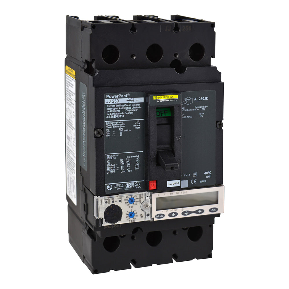 Square D JJL36250CU43X Circuit Breaker | 600V 250A 3P 65kA@480V Feed-Thru Powerpact