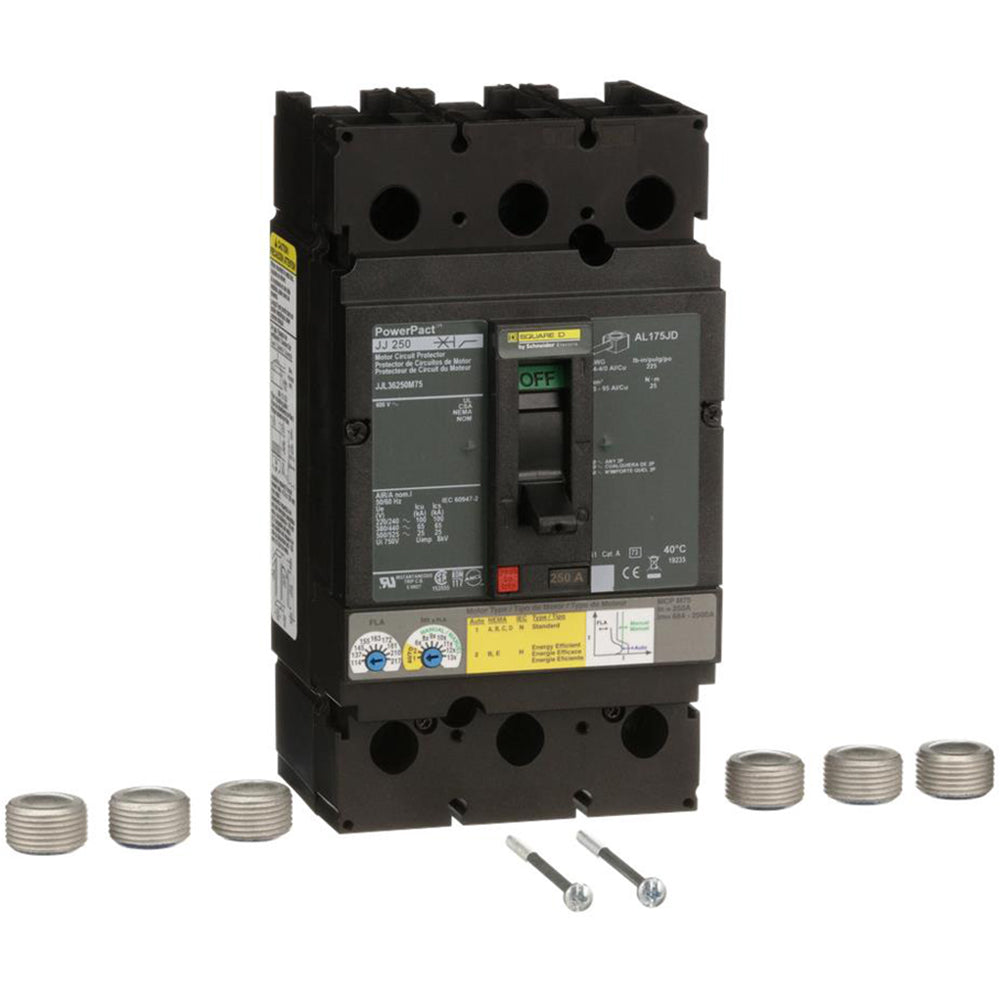 Square D JJL36250M75 Circuit Breaker | 600V 250A 3P 65kA@480V Feed-Thru Powerpact