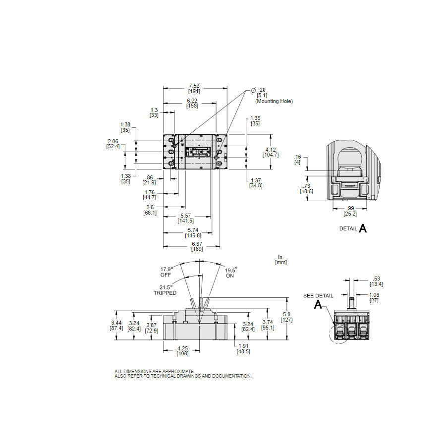 Square D JJL36250U44X Molded Case Circuit Breaker | 600V 250A 3P 65kA@480V Feed-Thru Powerpact