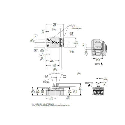 Square D JJL36250U44X Molded Case Circuit Breaker | 600V 250A 3P 65kA@480V Feed-Thru Powerpact