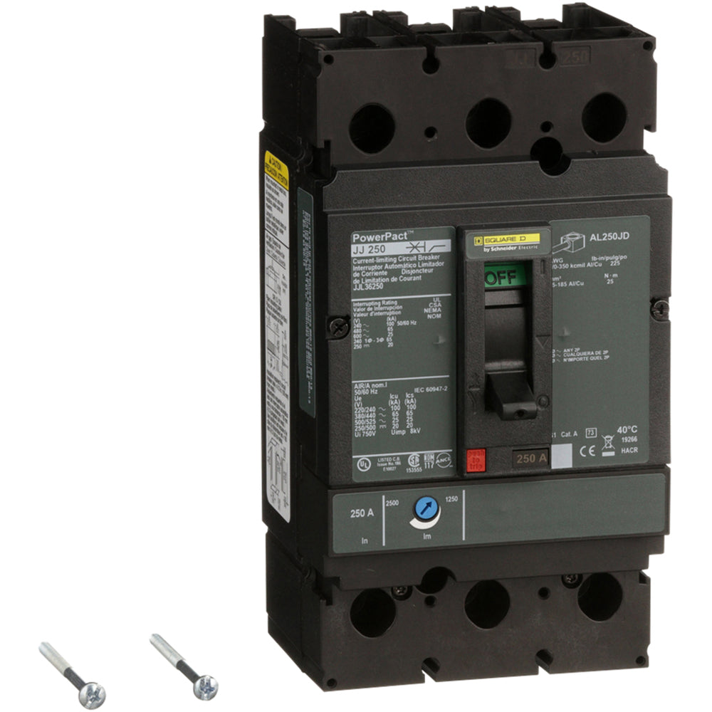 Square D JJL36250 Circuit Breaker | 600V 250A 3P 65kA@480V Feed-Thru Powerpact