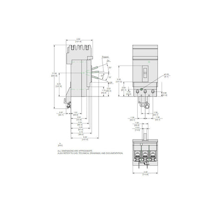 Square D JLA36150 Circuit Breaker | 600V 150A 3P 100kA@480V I-Line Style Plug-In Powerpact
