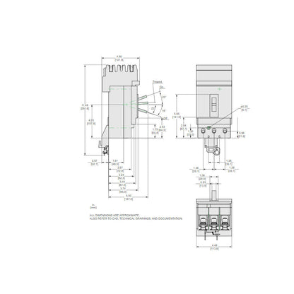 Square D JLA36175 Circuit Breaker | 600V 175A 3P 100kA@480V I-Line Style Plug-In Powerpact JLA