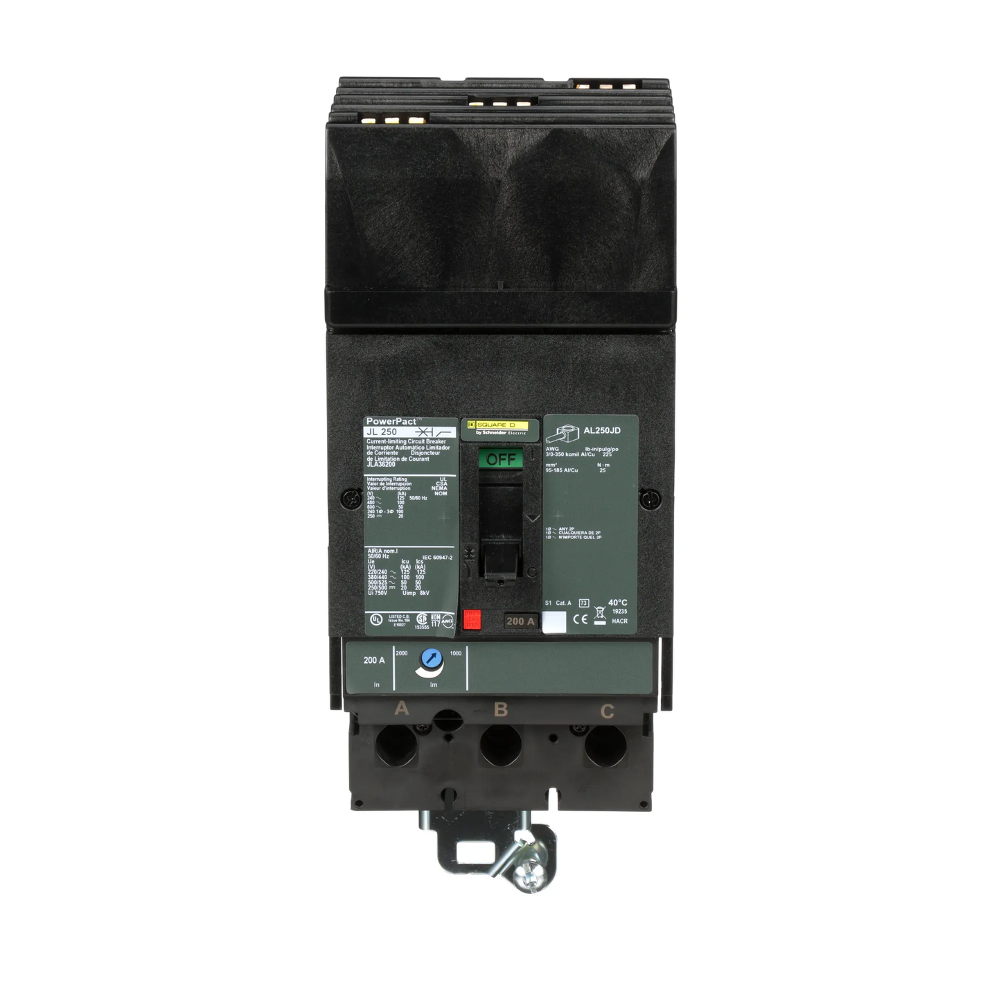 Square D JLA36200 Circuit Breaker | 600V 200A 3P 100kA@480V I-Line Plug-In Powerpact