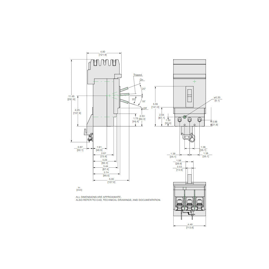 Square D JLA36200 Circuit Breaker | 600V 200A 3P 100kA@480V I-Line Plug-In Powerpact