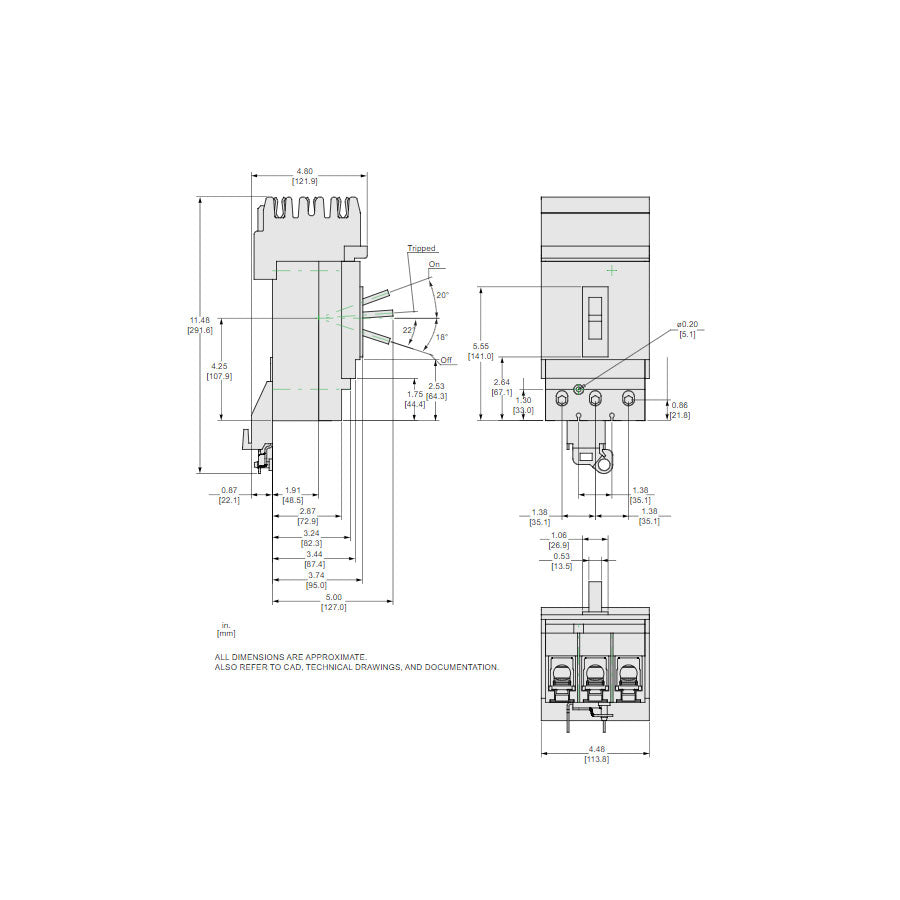 Square D JLA36225 Circuit Breaker | 600V 225A 3P 100kA@480V I-Line Plug-In Powerpact JLA
