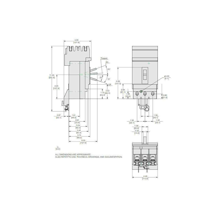 Square D JLA36250 Molded Case Circuit Breaker | 600V 250A 3P 100kA@480V I-Line Plug-In Powerpact