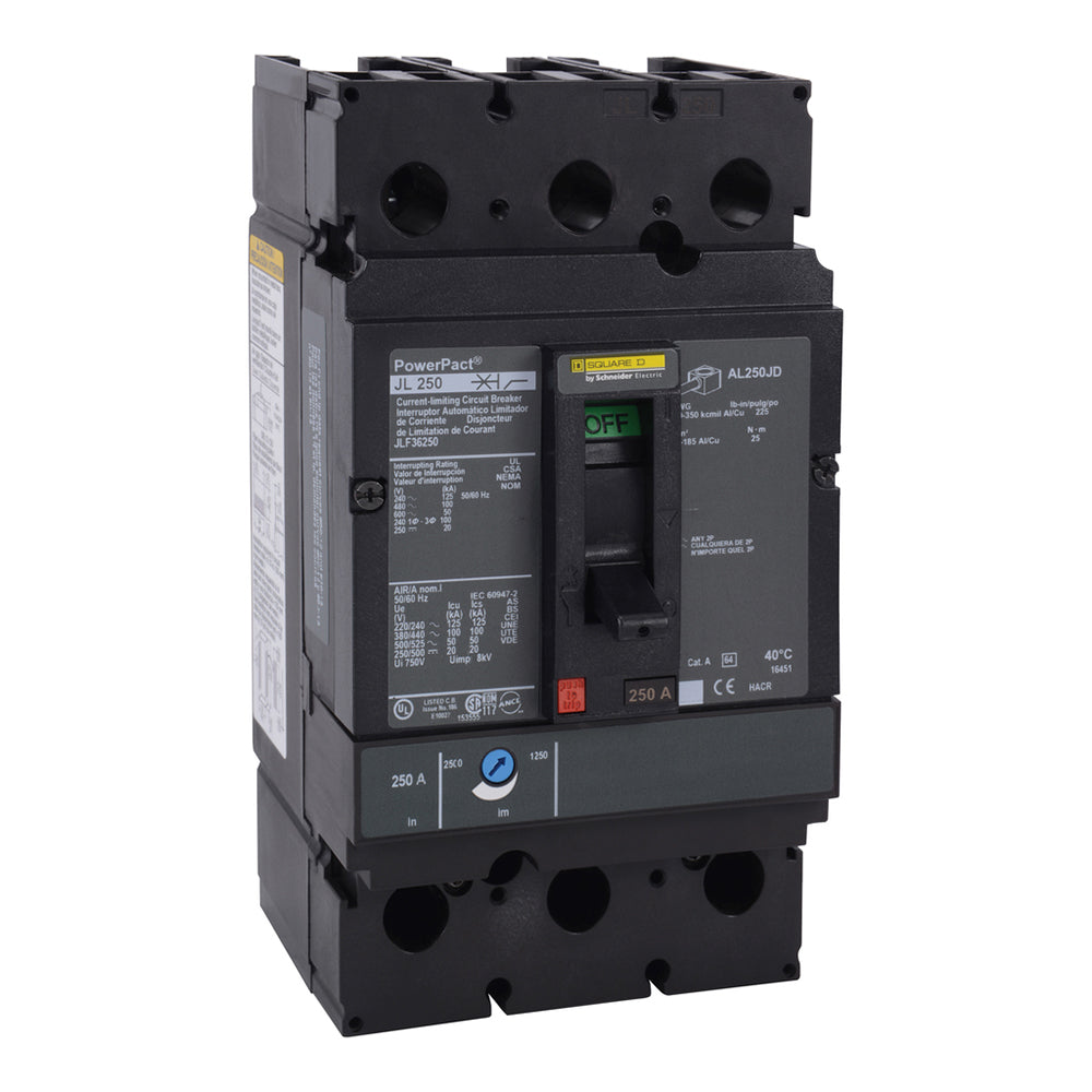 Square D JLF36175 Circuit Breaker | 600V 175A 3P 100kA@480V Bolt-On Powerpact