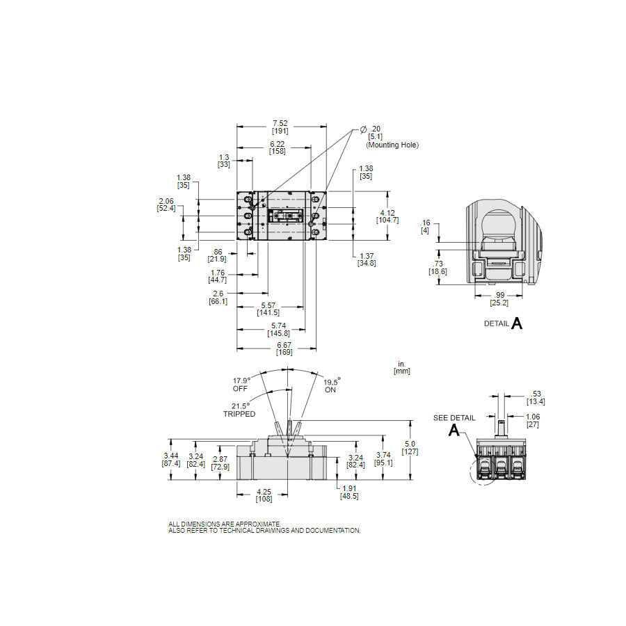 Square D JLL36200 Circuit Breaker | 600V 200A 3P 100kA@480V Feed-Thru Powerpact JLL