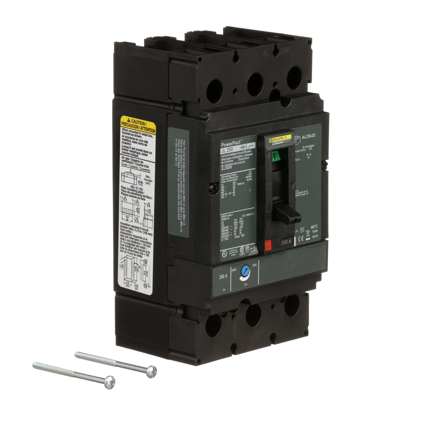 Square D JLL36250 Circuit Breaker | 600V 250A 3P 100kA@480V Feed-Thru Powerpact