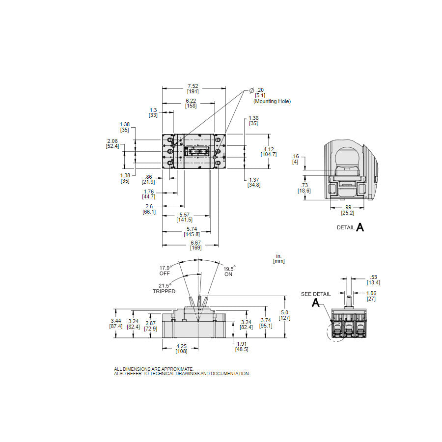 Square D JLL36250 Circuit Breaker | 600V 250A 3P 100kA@480V Feed-Thru Powerpact