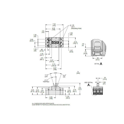 Square D JLL36250 Circuit Breaker | 600V 250A 3P 100kA@480V Feed-Thru Powerpact