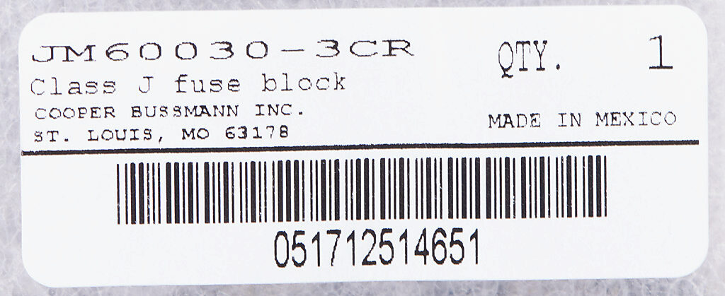 Bussmann JM60030-3CR Fuse Block 600V 30A