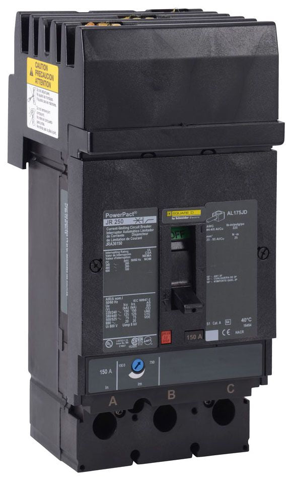 JRA36225 - Schneider Electric/ Square D I-Line Style Plug-In 225 Amp 3 Pole Circuit Breaker - Essential Electric Supply