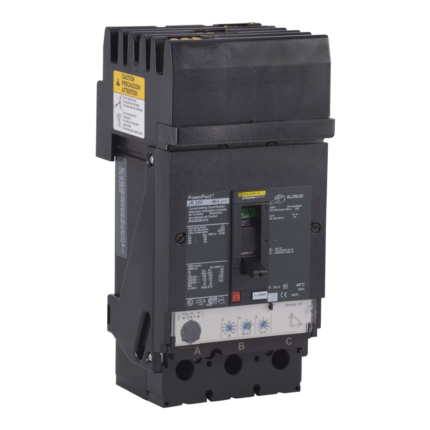 JRA36250U33X - Square D I-Line Style Plug-In 600V 250A 3 pole circuit breaker 200kA@480V - Essential Electric Supply