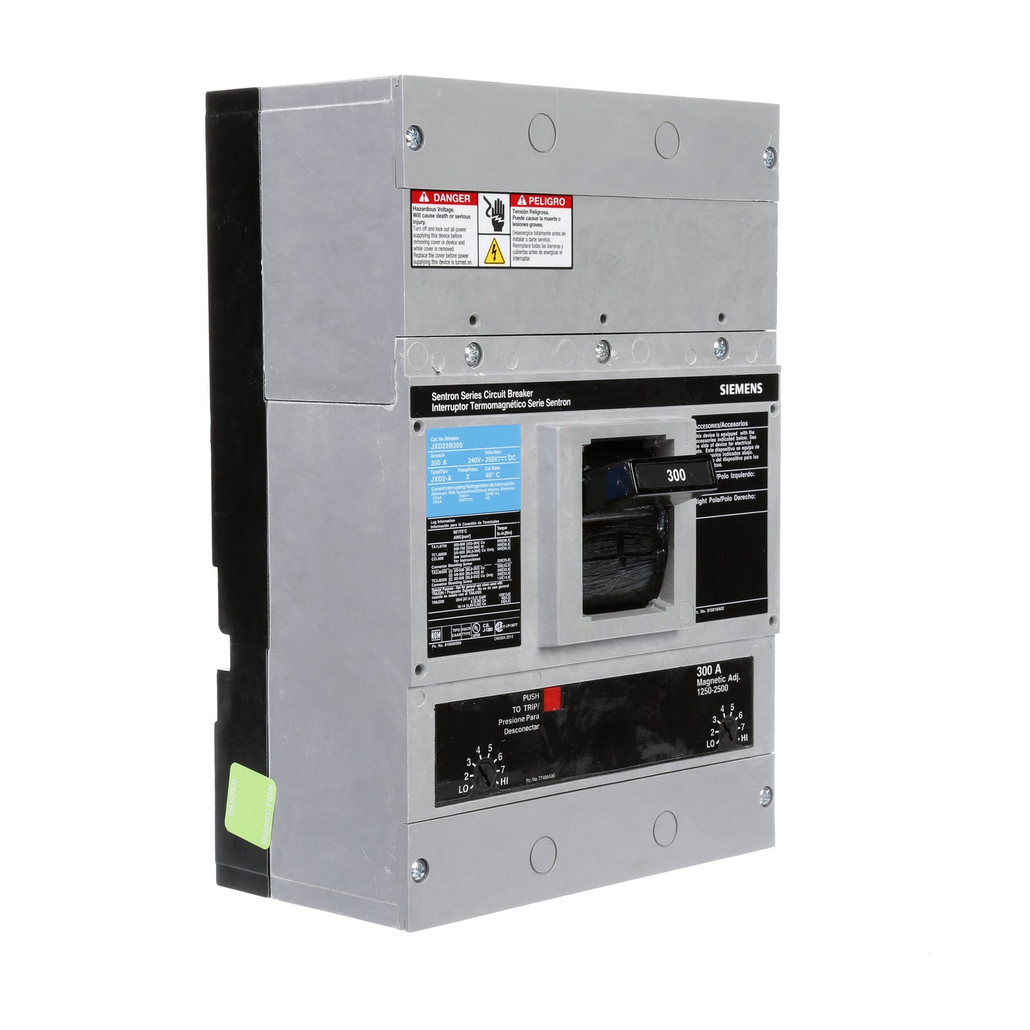 Siemens JXD22B300 Molded Case Circuit Breaker | 240V 300A 2P 65kA@240V Bolt-On Sentron Series