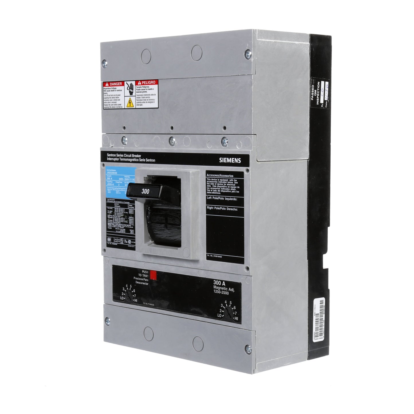 Siemens JXD22B300 Molded Case Circuit Breaker | 240V 300A 2P 65kA@240V Bolt-On Sentron Series