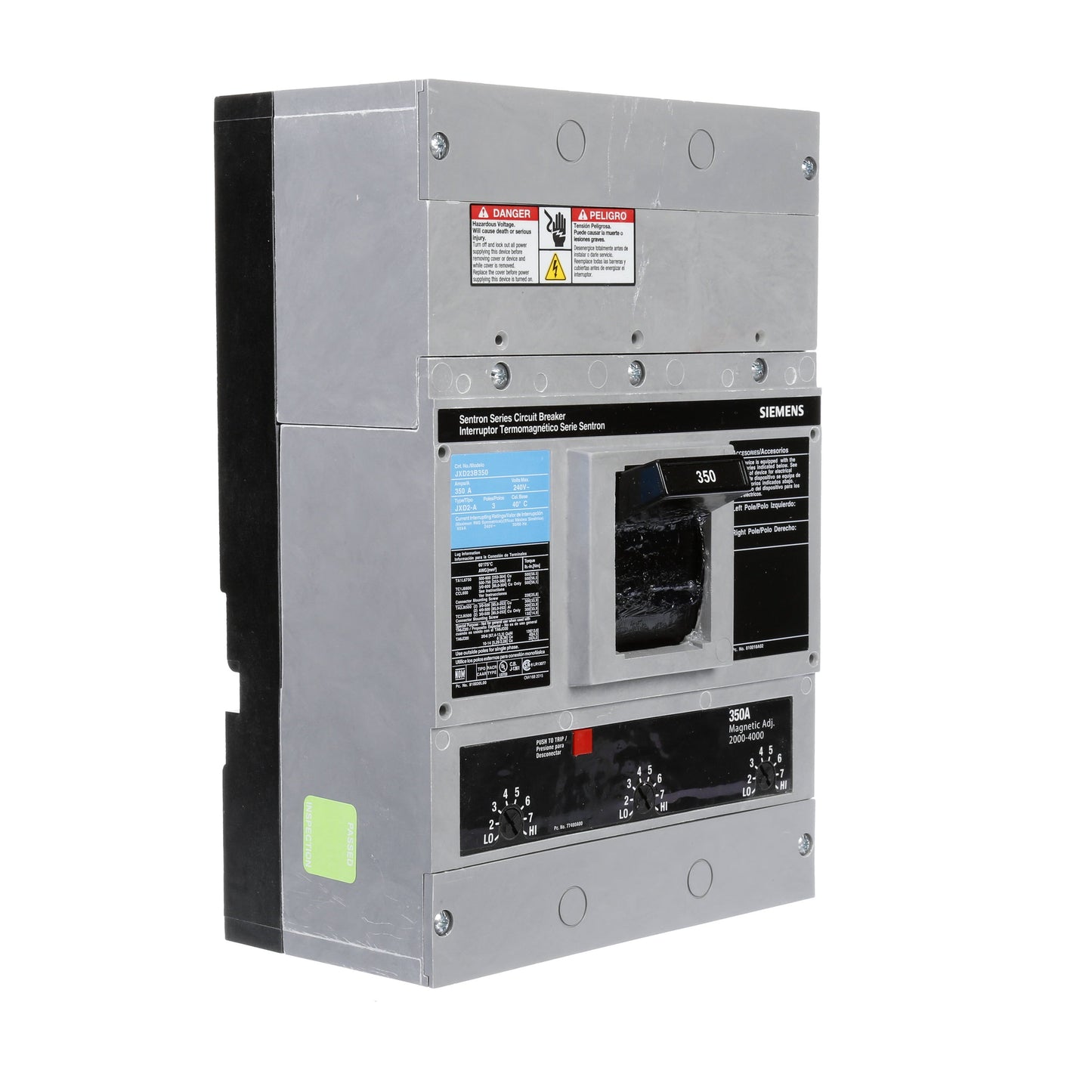 Siemens JXD23B350 Molded Case Circuit Breaker | 240V 350A 3P 65kA@240V Bolt-On Sentron Series