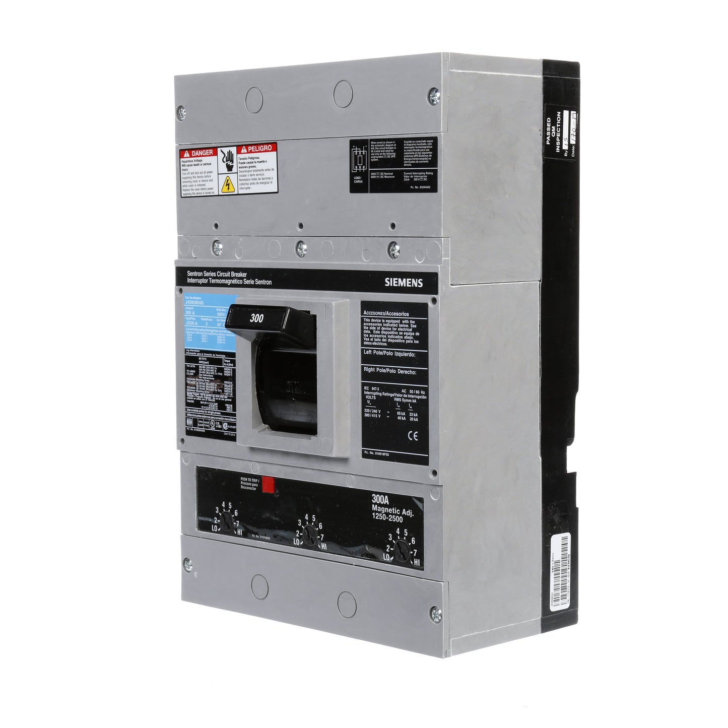 Siemens JXD63B300 Circuit Breaker | 600V 300A 3P 35kA@480V Bolt-On Sentron Series