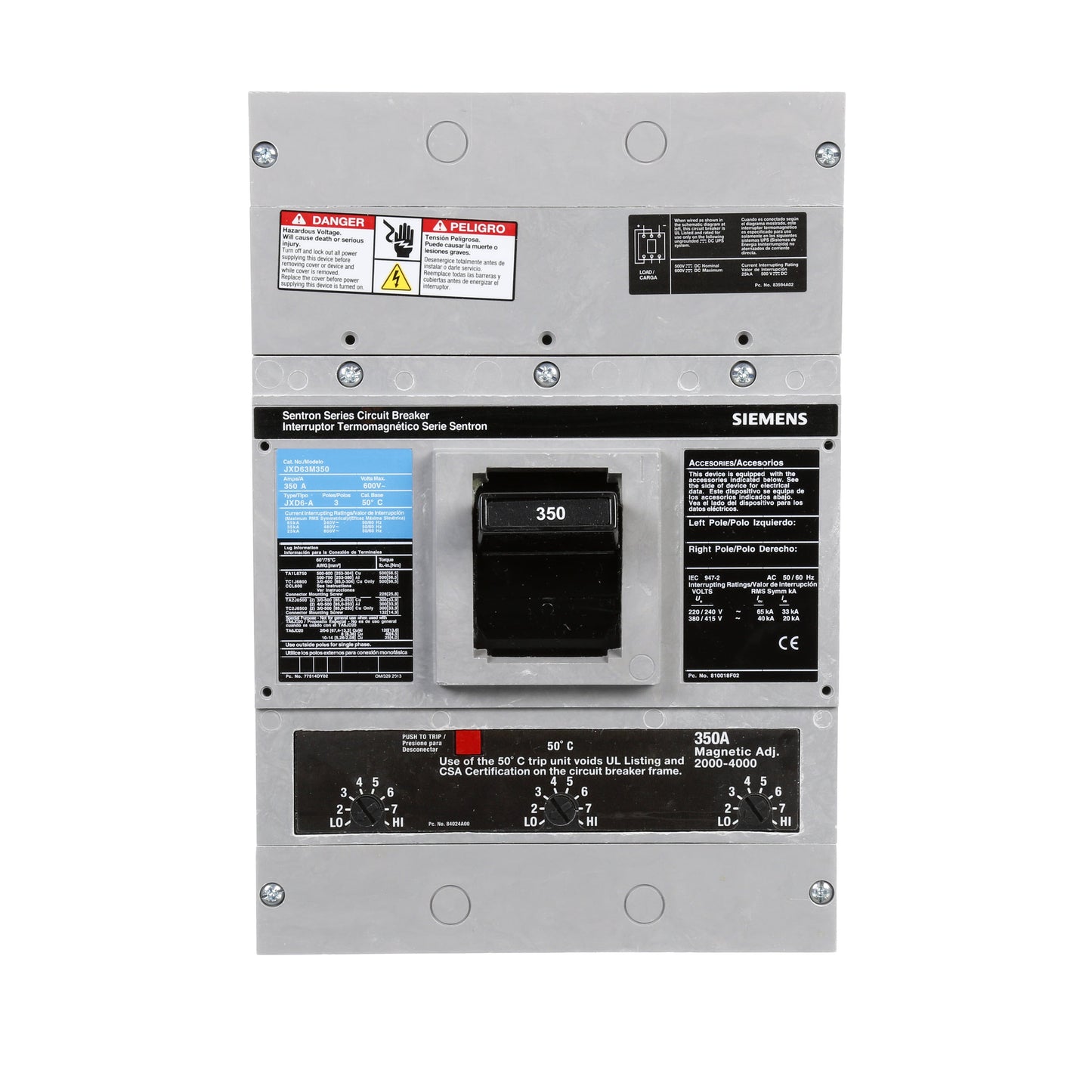Siemens JXD63M350 Circuit Breaker | Sentron Series JXD 600V 350A