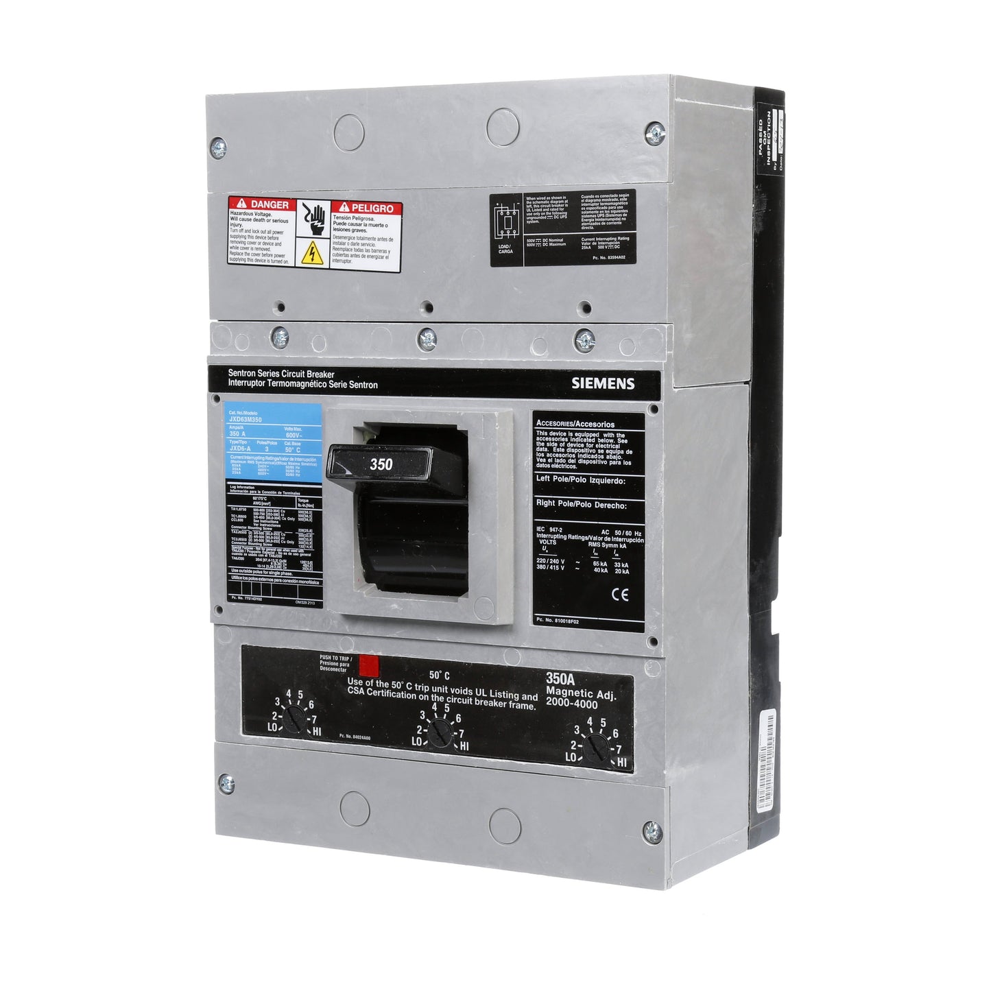 Siemens JXD63M350 Circuit Breaker | Sentron Series JXD 600V 350A