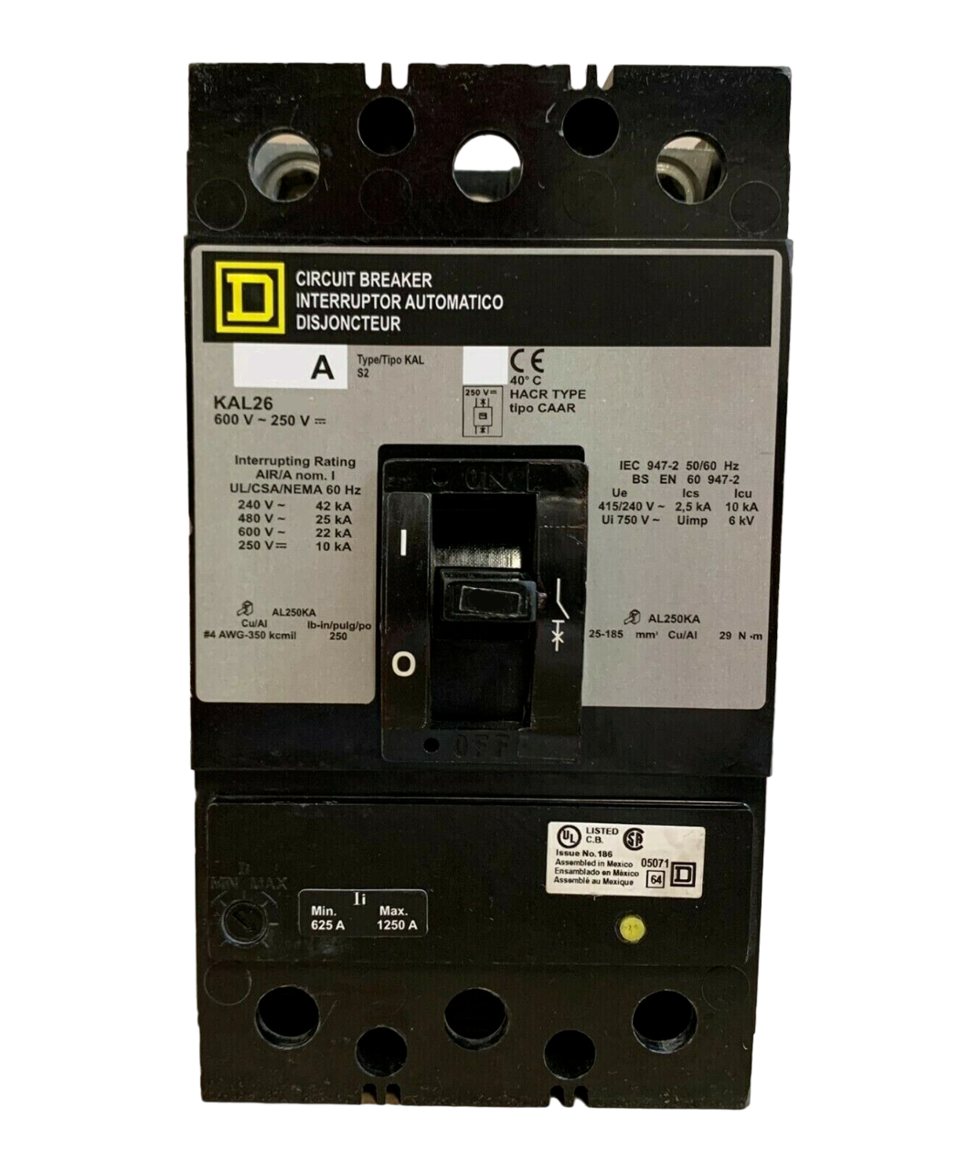 KAL261251616 Square D Molded Case Circuit Breaker KAL Series 125A 600V - Essential Electric Supply