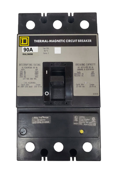 Square D KAL36090 Circuit Breaker | 600V 90A 3P 25kA@480V Feed-Thru KAL Series