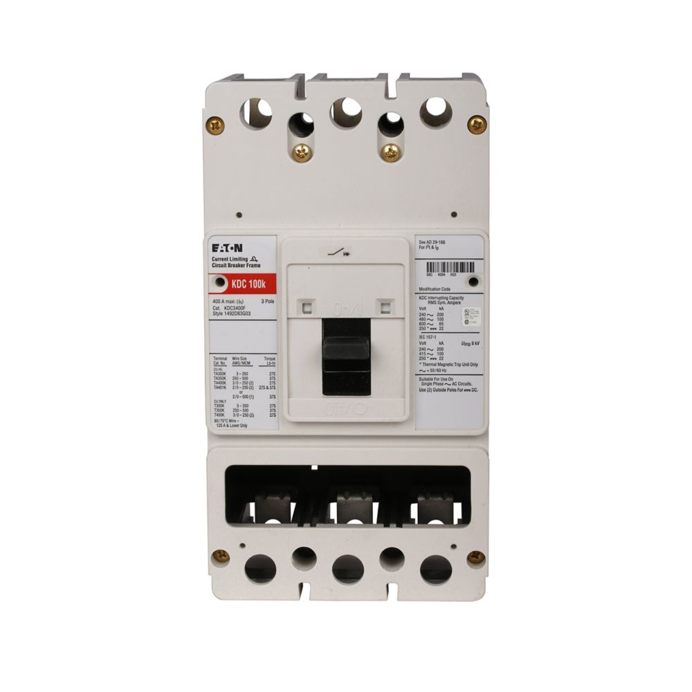 Cutler Hammer, Eaton, Westinghouse KDC3175 Circuit Breaker | Series C KDC 600V 175A