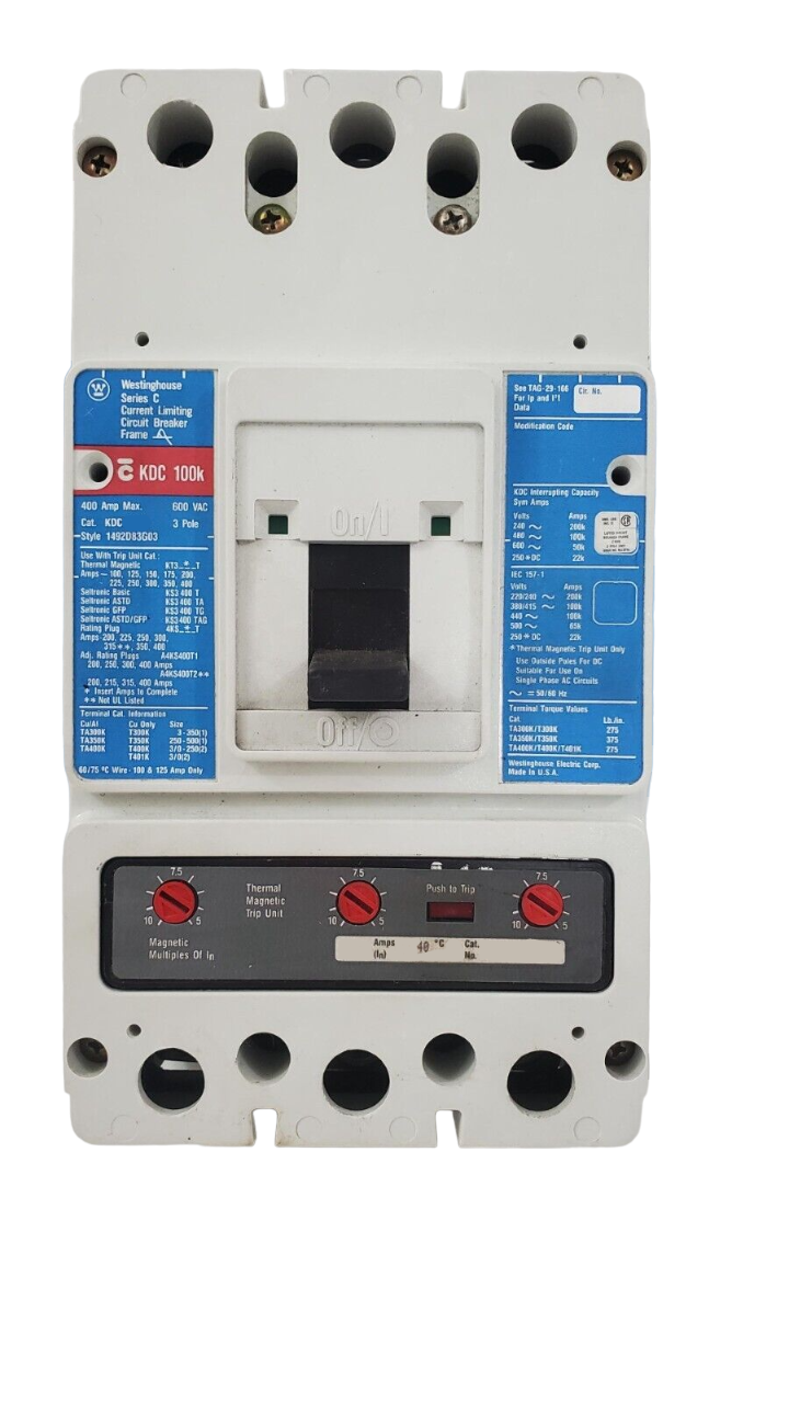KDC3225Y Cutler Hammer Molded Case Circuit Breaker Series C 225A 600V - Essential Electric Supply