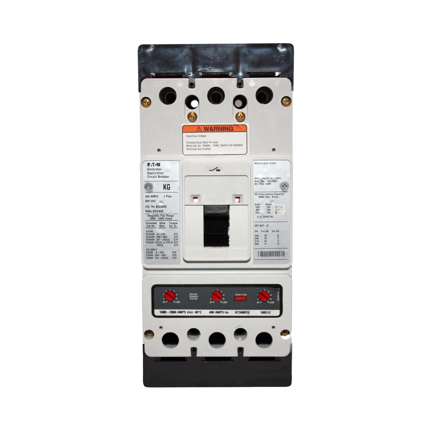 KG3400 - Cutler Hammer/ Eaton/ Westinghouse Feed-Thru 400 Amp 3 Pole Circuit Breaker - Essential Electric Supply